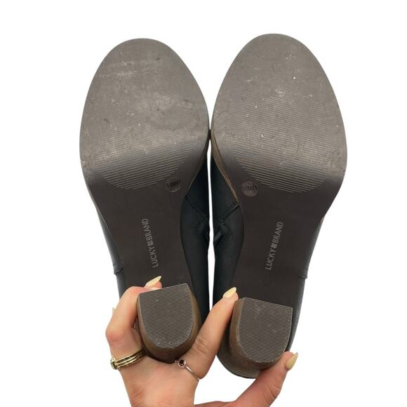 Lucky Brand Quintei Black Pebbled Leather Zipper Western Ankle Boots Booties - Picture 12 of 12